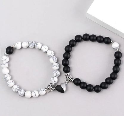 Magnetic Heart Beaded Couple Bracelet - For Him & Her @499 + Free Delivery