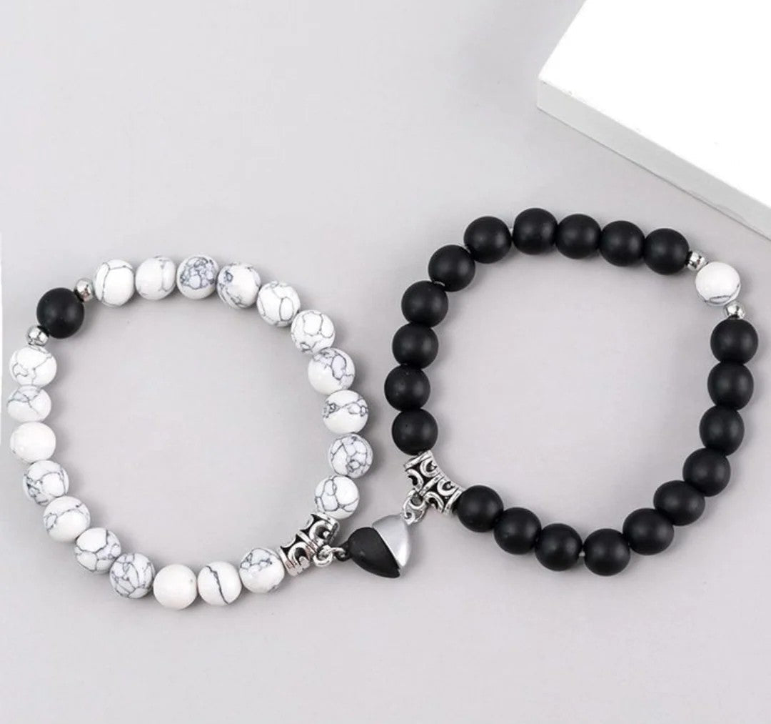 Magnetic Heart Beaded Couple Bracelet - For Him & Her @499 + Free Delivery