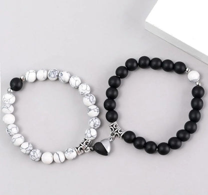 Magnetic Heart Beaded Couple Bracelet - For Him & Her @499 + Free Delivery